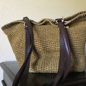 Brighton Straw Tote with Leather